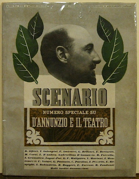 D'Annunzio Gabriele D'Annunzio e il teatro. Scenario. Numero speciale dell'Aprile 1938  1938 In Roma